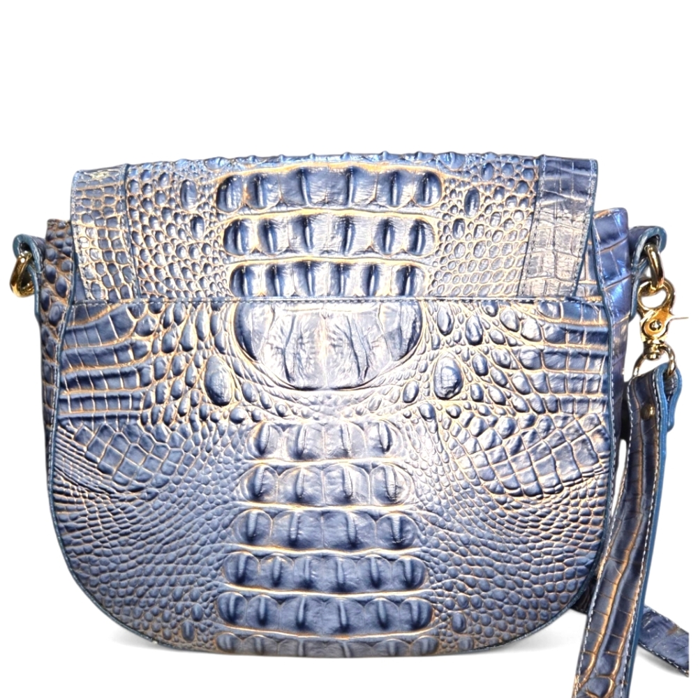 Brahmin Briar Croc Embossed Leather Heavenly Blue Ombre Melbourne Crossbody - Picture 6 of 9